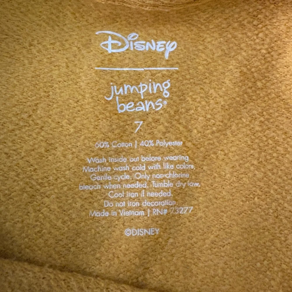 Disney princess, yellow hoodie, limited edition, gray sweatpants girls size 7